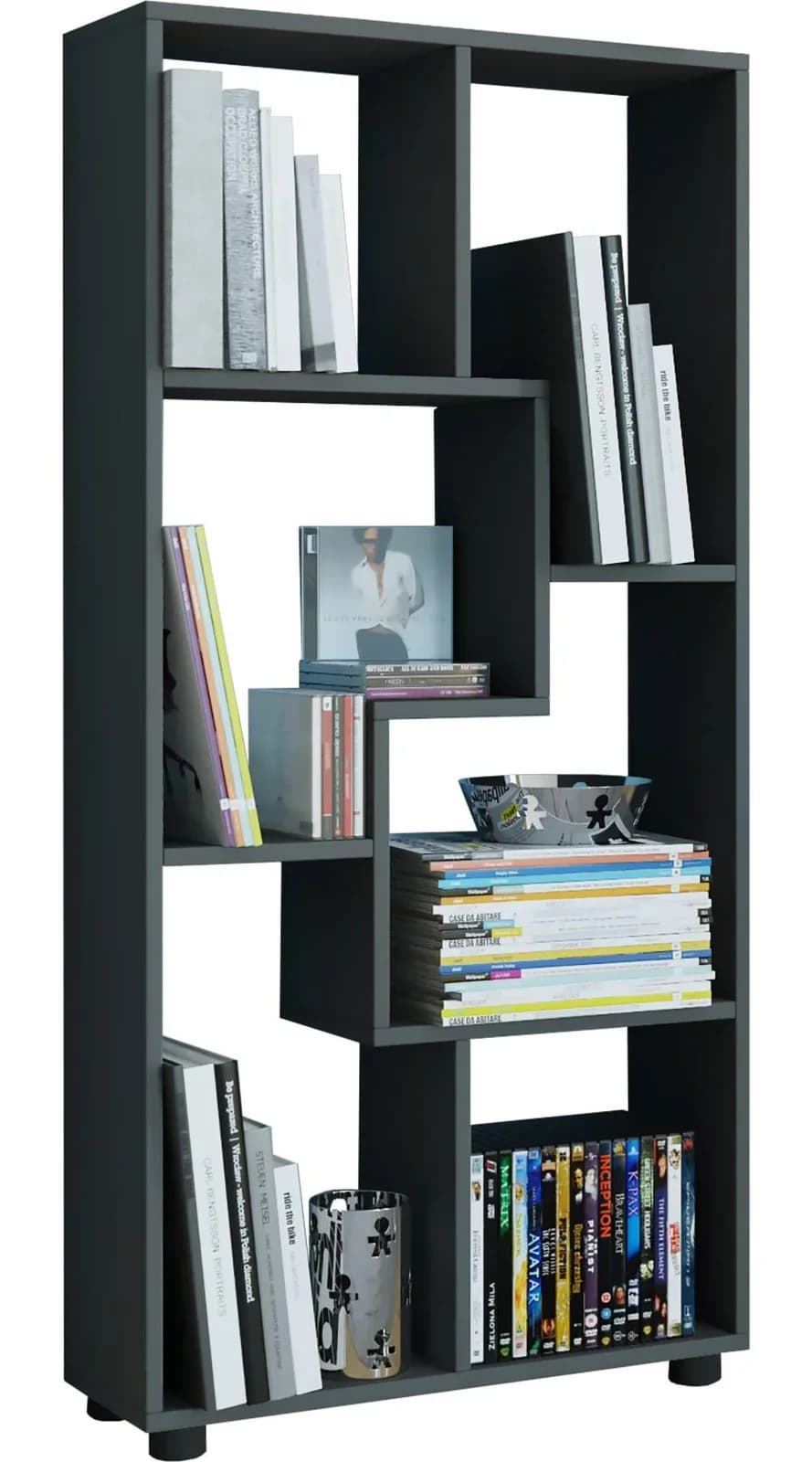 VCM Standregal Blina Schwarz 6 Fächer Holzstruktur - Bild 3