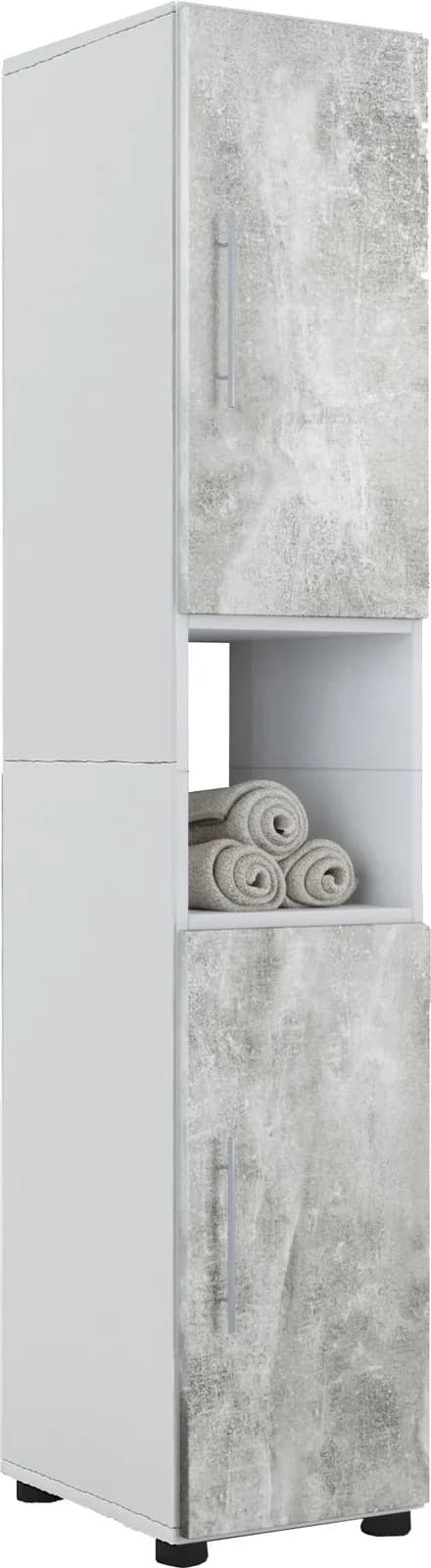 VCM Hochschrank Flandu Weiß Grau Holz Badmöbel - Bild 3