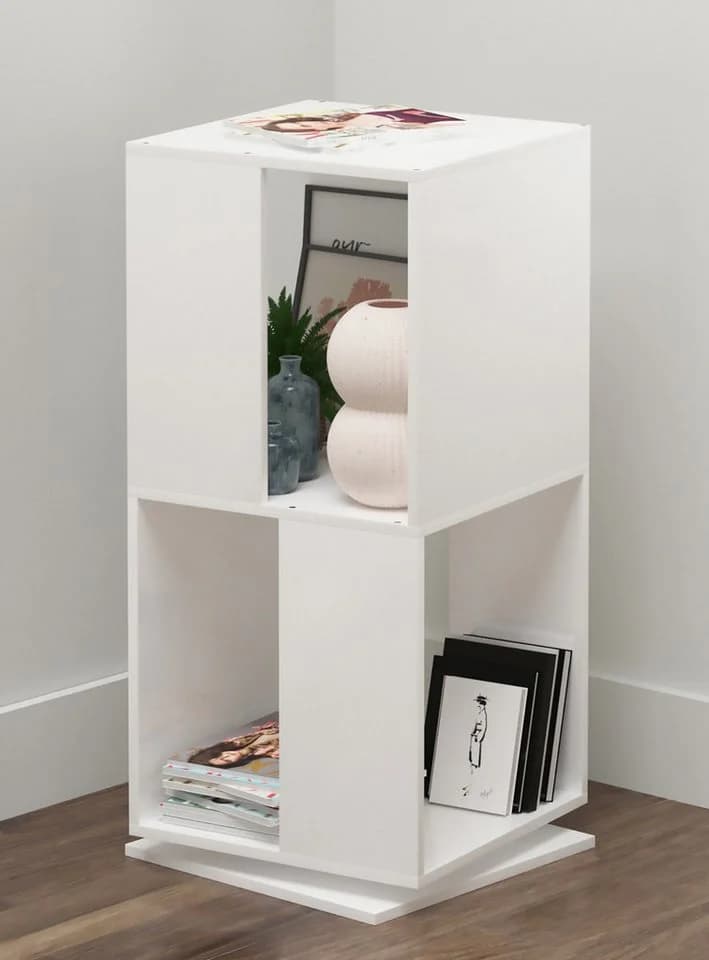 VCM Bücherregal Stifta L Weiß Drehbar Holzstruktur - Bild 4