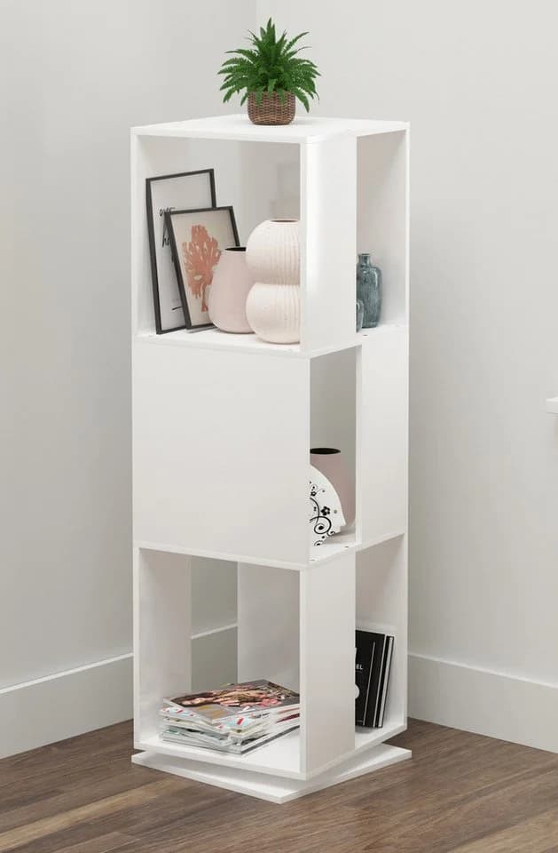 VCM Bücherregal Stifta XL Weiß Drehbar 3 Fächer Holzoptik - Bild 4