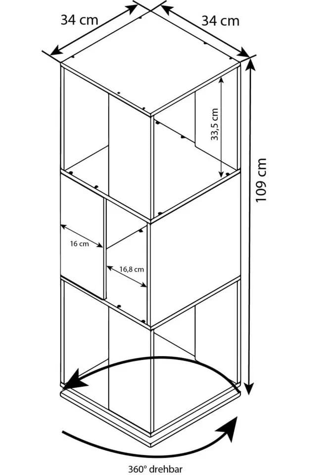 VCM Bücherregal Stifta XL Weiß Drehbar 3 Fächer Holzoptik - Bild 5