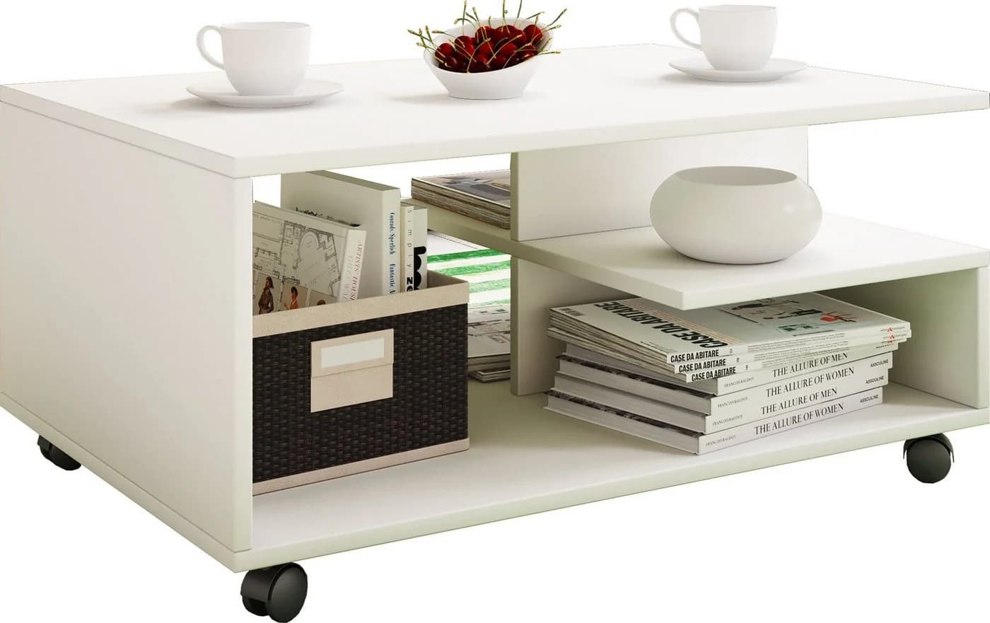 VCM Couchtisch Stango L Weiß Holzwerkstoff mit Stauraum - Bild 3