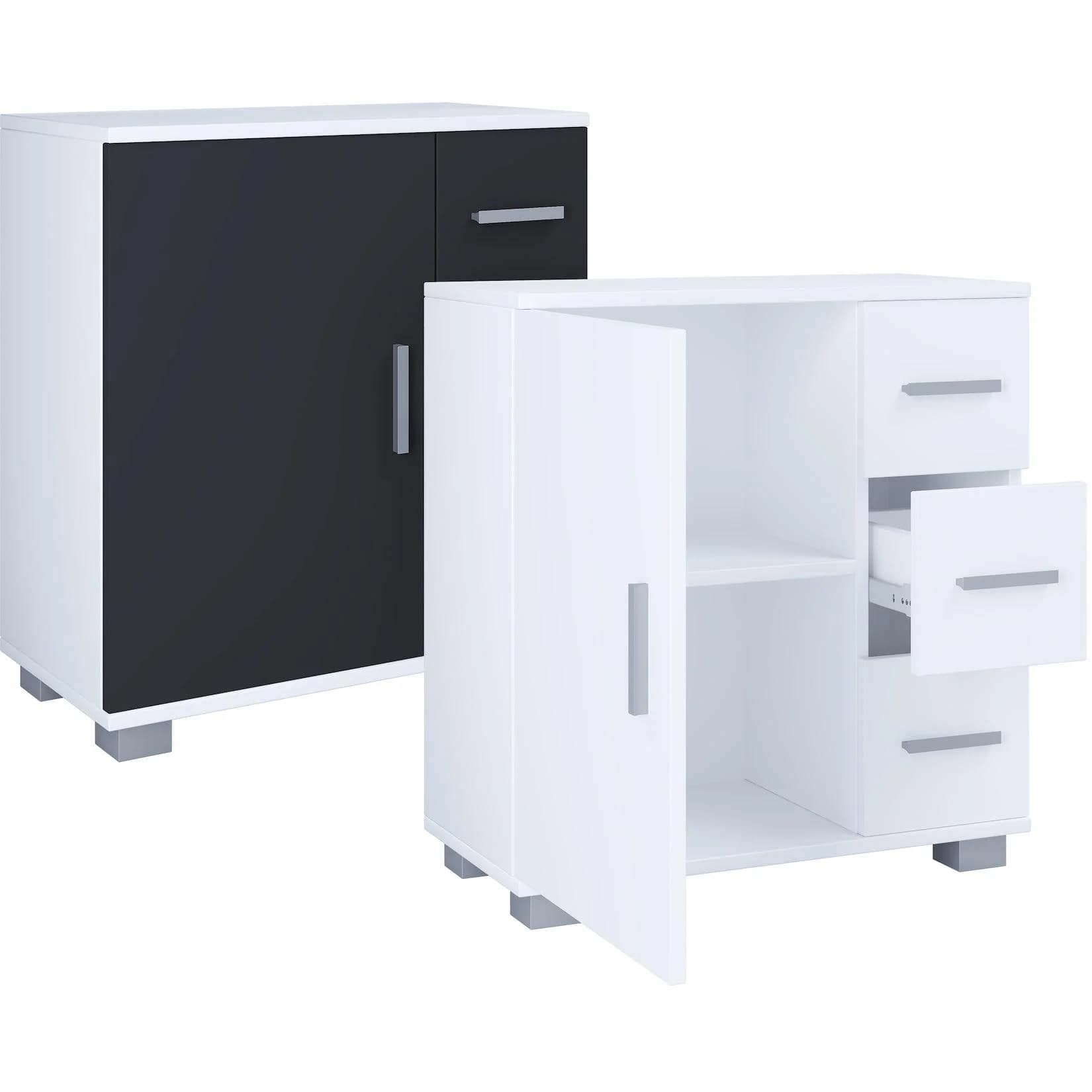 VCM Midischrank Zalo XL Schwarz Weiß Badschrank