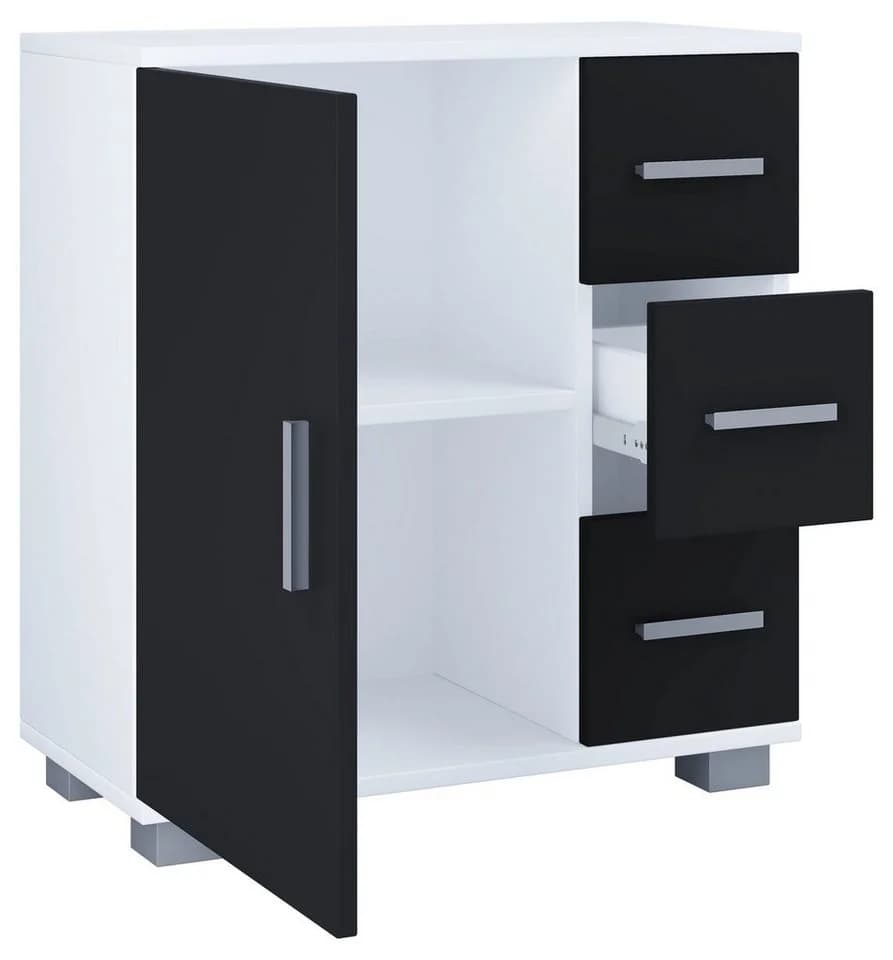 VCM Midischrank Zalo XL Schwarz Weiß Badschrank - Bild 2
