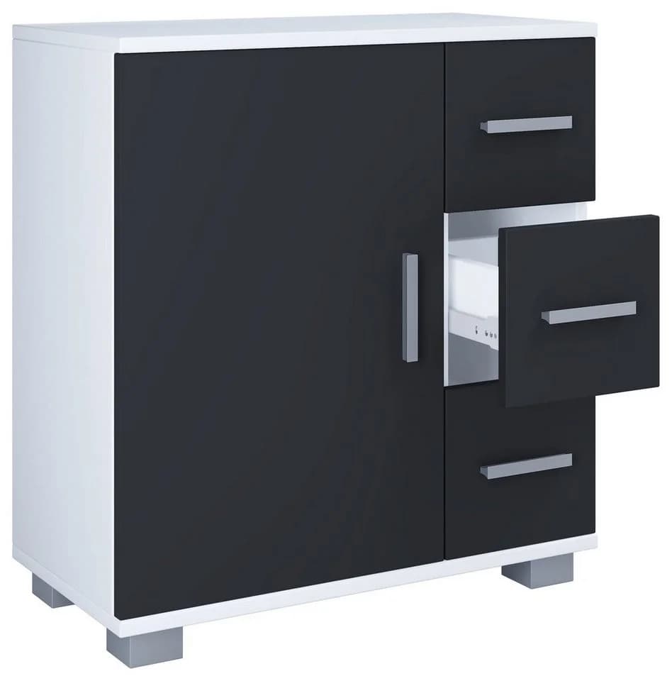 VCM Midischrank Zalo XL Schwarz Weiß Badschrank - Bild 3