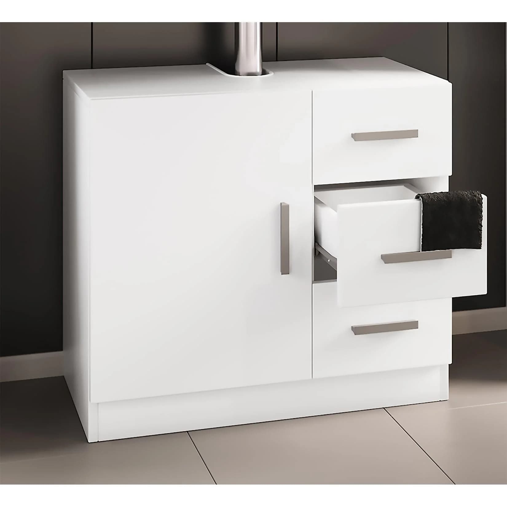 VCM Holz Waschbeckenunterschrank Badschrank Modern 3 Schubladen 1 Tür