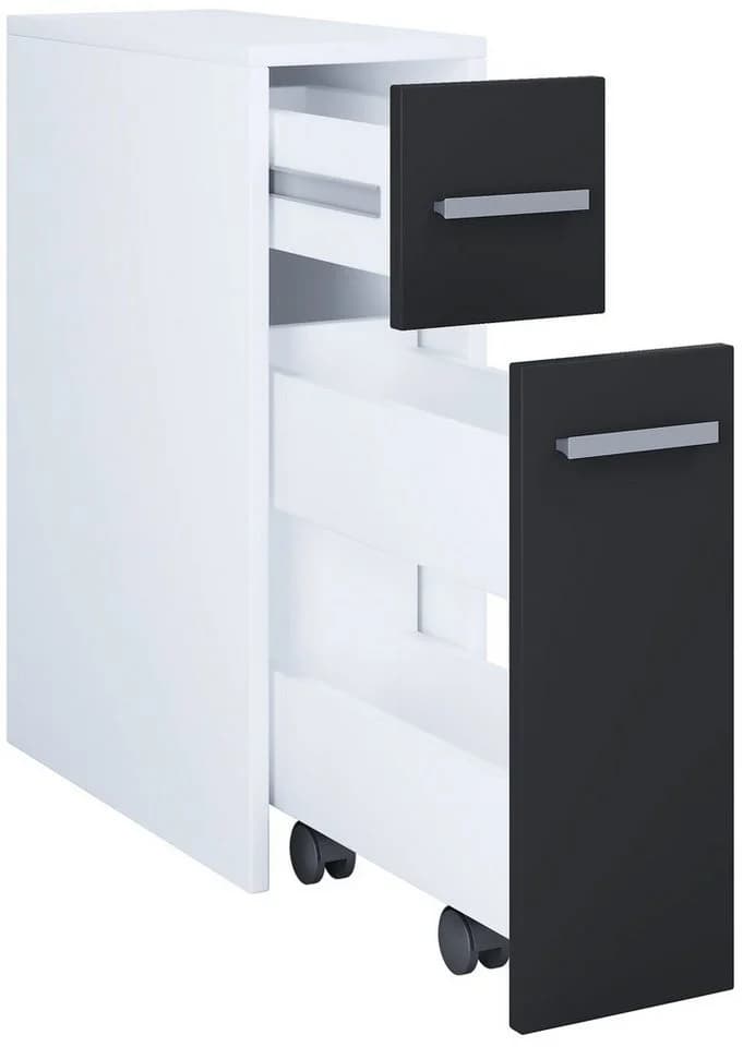 VCM Nischenschrank Zalo Schwarz Weiß 2 Schubladen - Bild 2