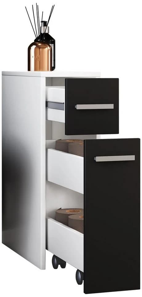 VCM Nischenschrank Zalo Schwarz Weiß 2 Schubladen - Bild 3