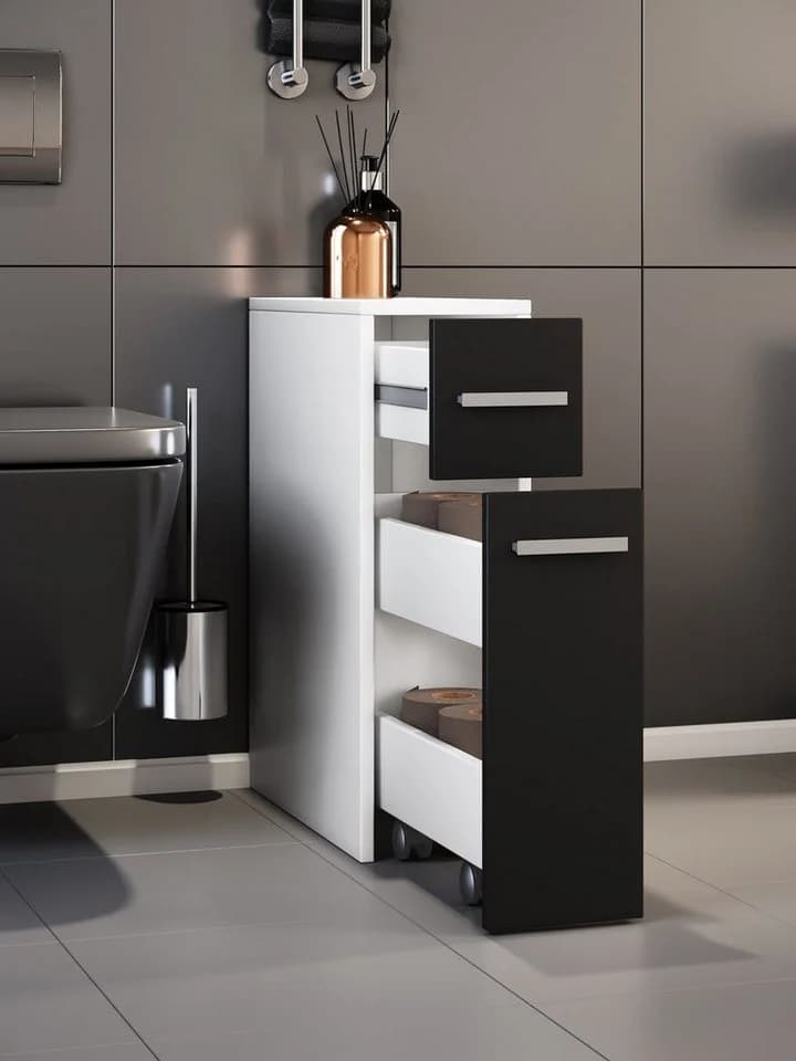 VCM Nischenschrank Zalo Schwarz Weiß 2 Schubladen - Bild 5
