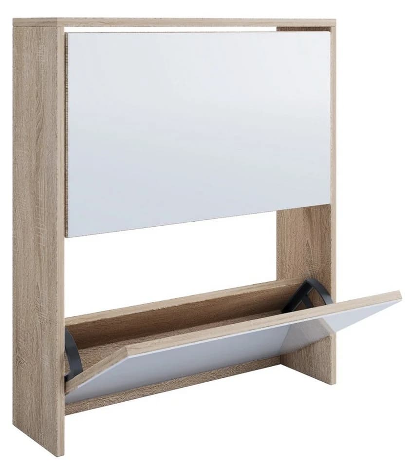 VCM Schuhschrank Stido L Honig-Eiche mit Spiegel