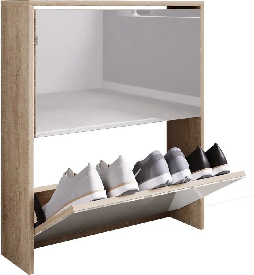 VCM Schuhschrank Stido L Honig-Eiche mit Spiegel - Bild 2