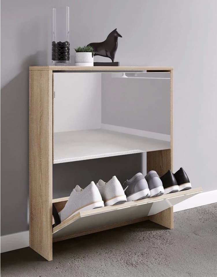 VCM Schuhschrank Stido L Honig-Eiche mit Spiegel - Bild 3