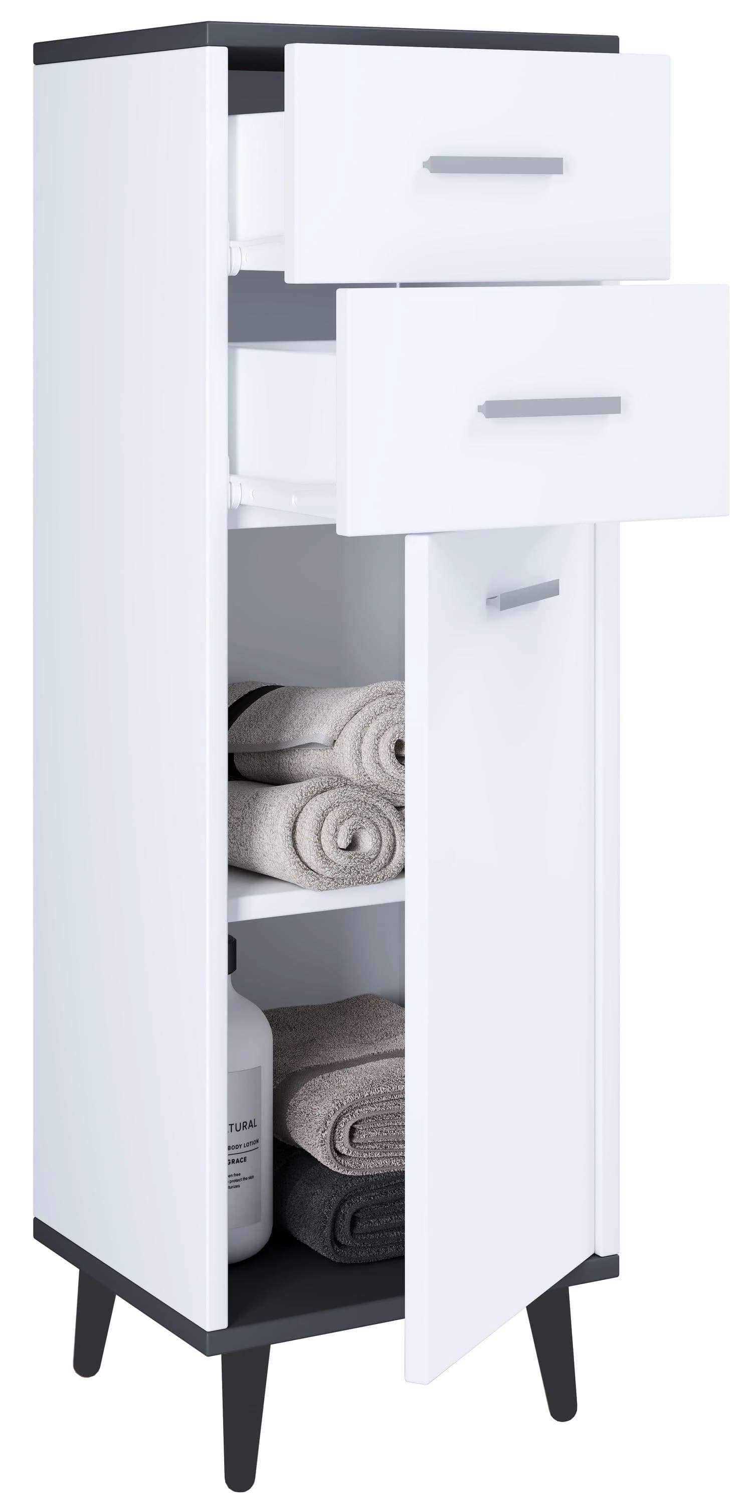 VCM Midischrank Landos Badmöbel Weiß Anthrazit Modern - Bild 3