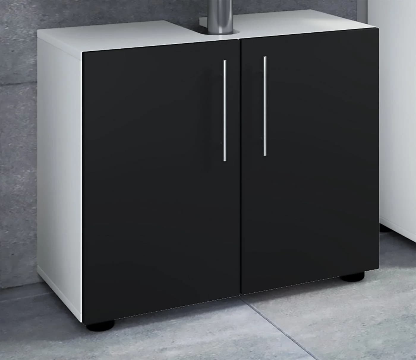 VCM Waschbeckenschrank Flandu ll 2-Türig Schwarz/Weiß Holz - Bild 2