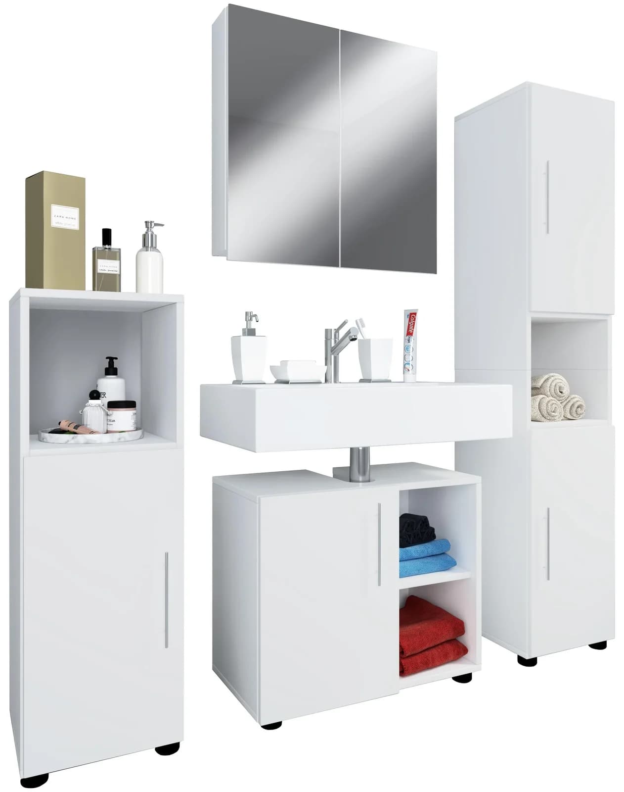 VCM Badmöbel-Set Flandu III 4-tlg. Weiß Holz - Bild 2