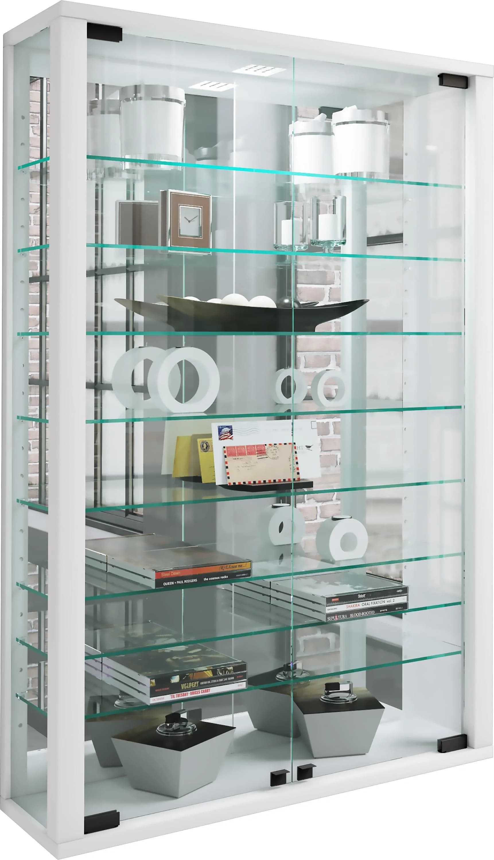 VCM Glasvitrine hängend Weiß ESG-Sicherheitsglas Spiegel - Bild 3