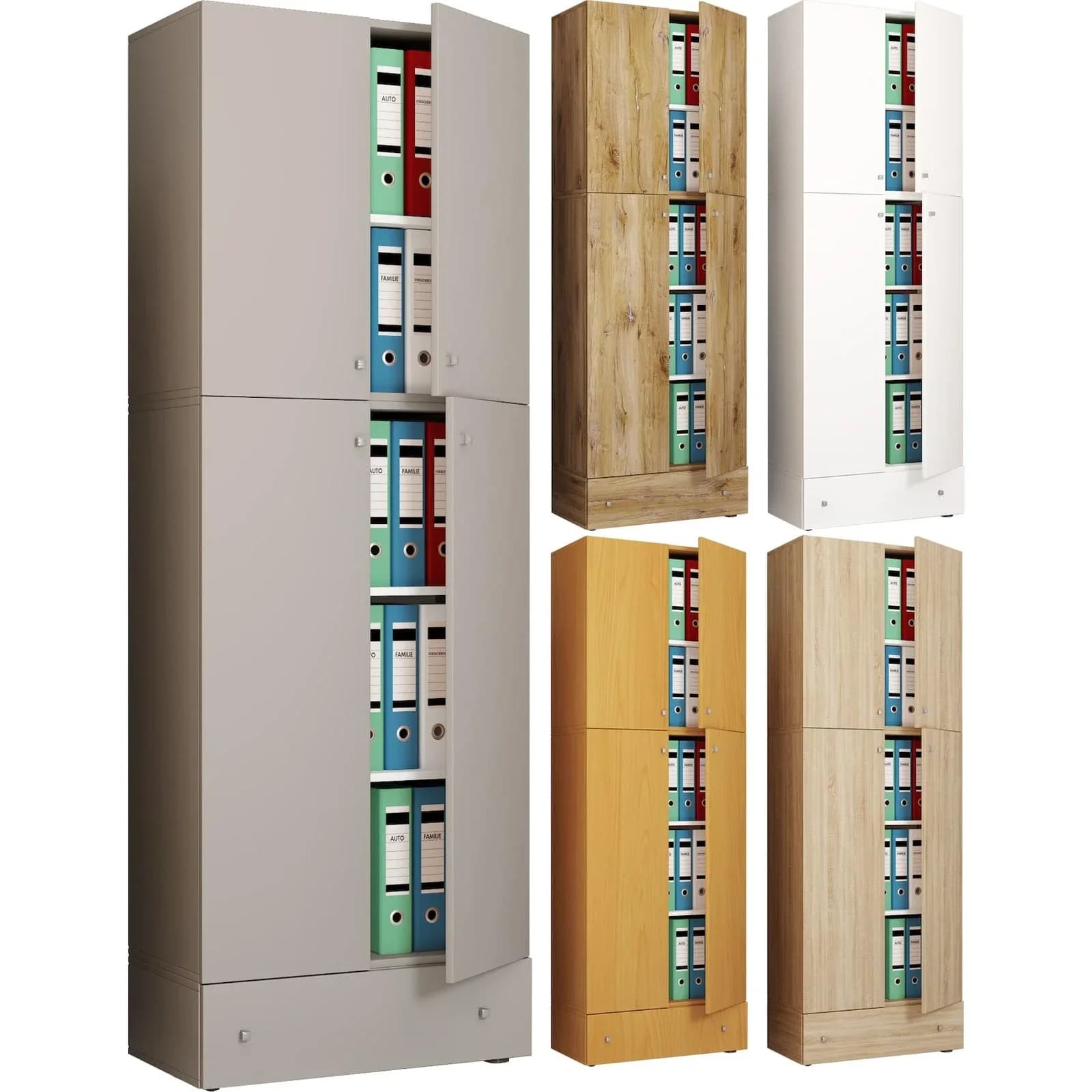VCM Aktenschrank Lona XXL Weiß 5-Fach mit Schublade