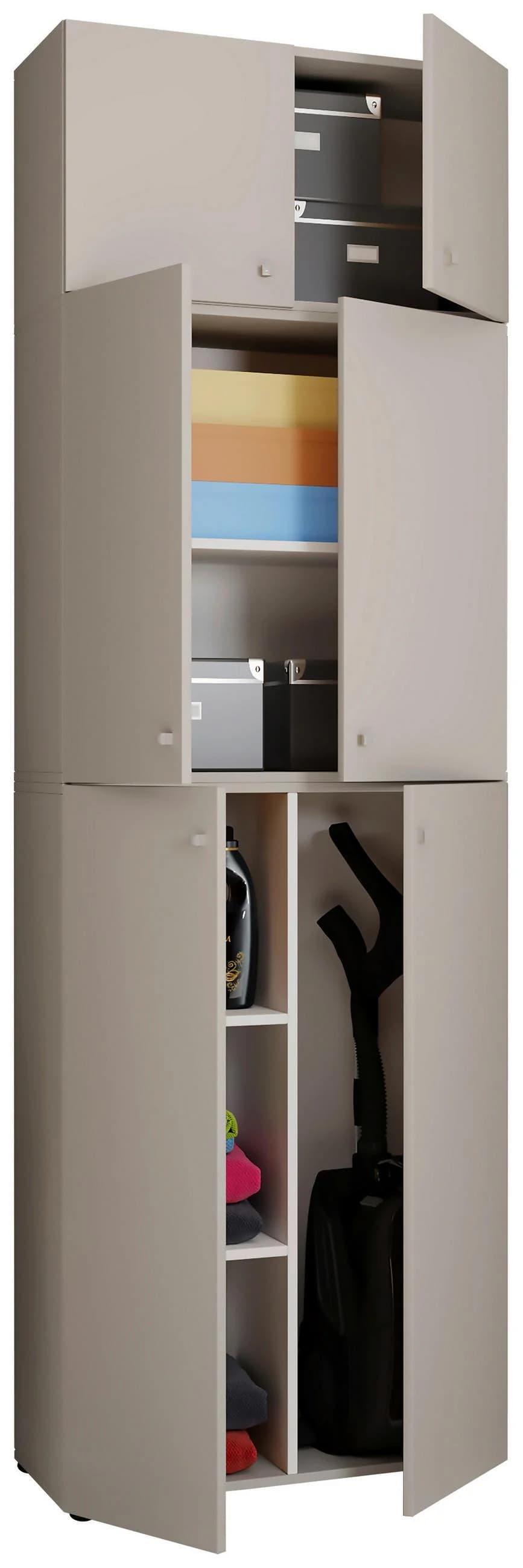 VCM Mehrzweckschrank Lona A Grau Holz 6 Fächer - Bild 2