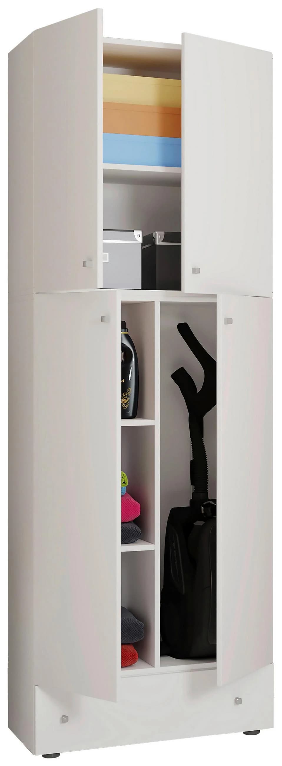 VCM Putzschrank Lona S Weiß mit 6 Fächern und Schublade - Bild 2