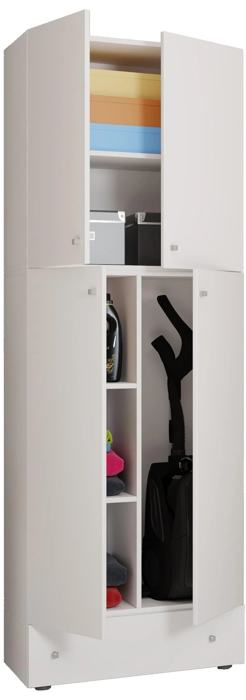 VCM Putzschrank Lona S Weiß mit 6 Fächern und Schublade - Bild 3