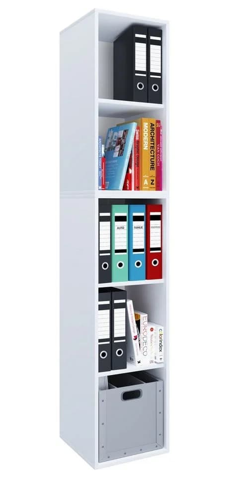 VCM Bücherregal Lona I 5f Weiß Holzregal Büro Ordner - Bild 2