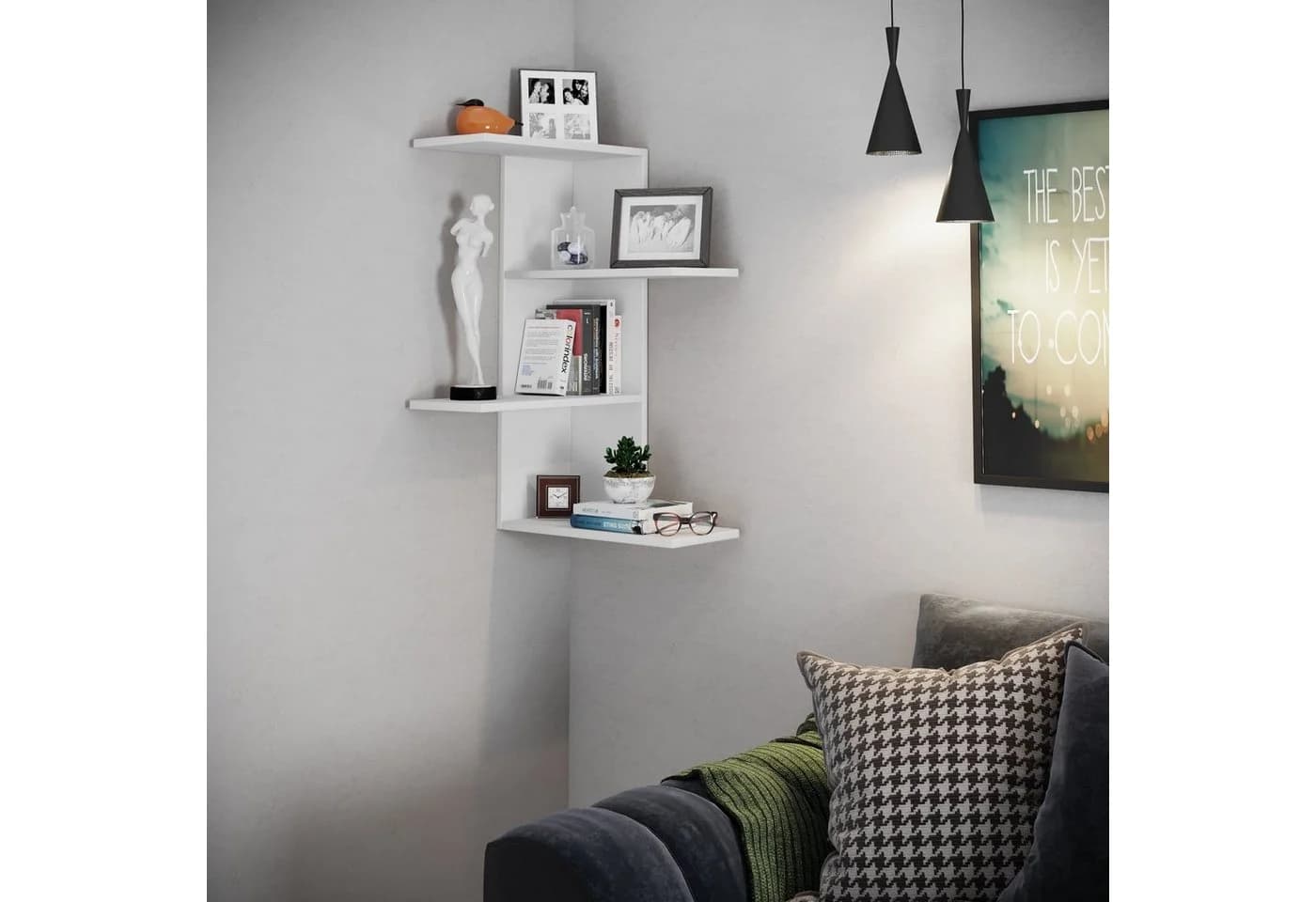VCM Wandregal Balos Weiß Modernes Holzregal Hängend - Bild 4