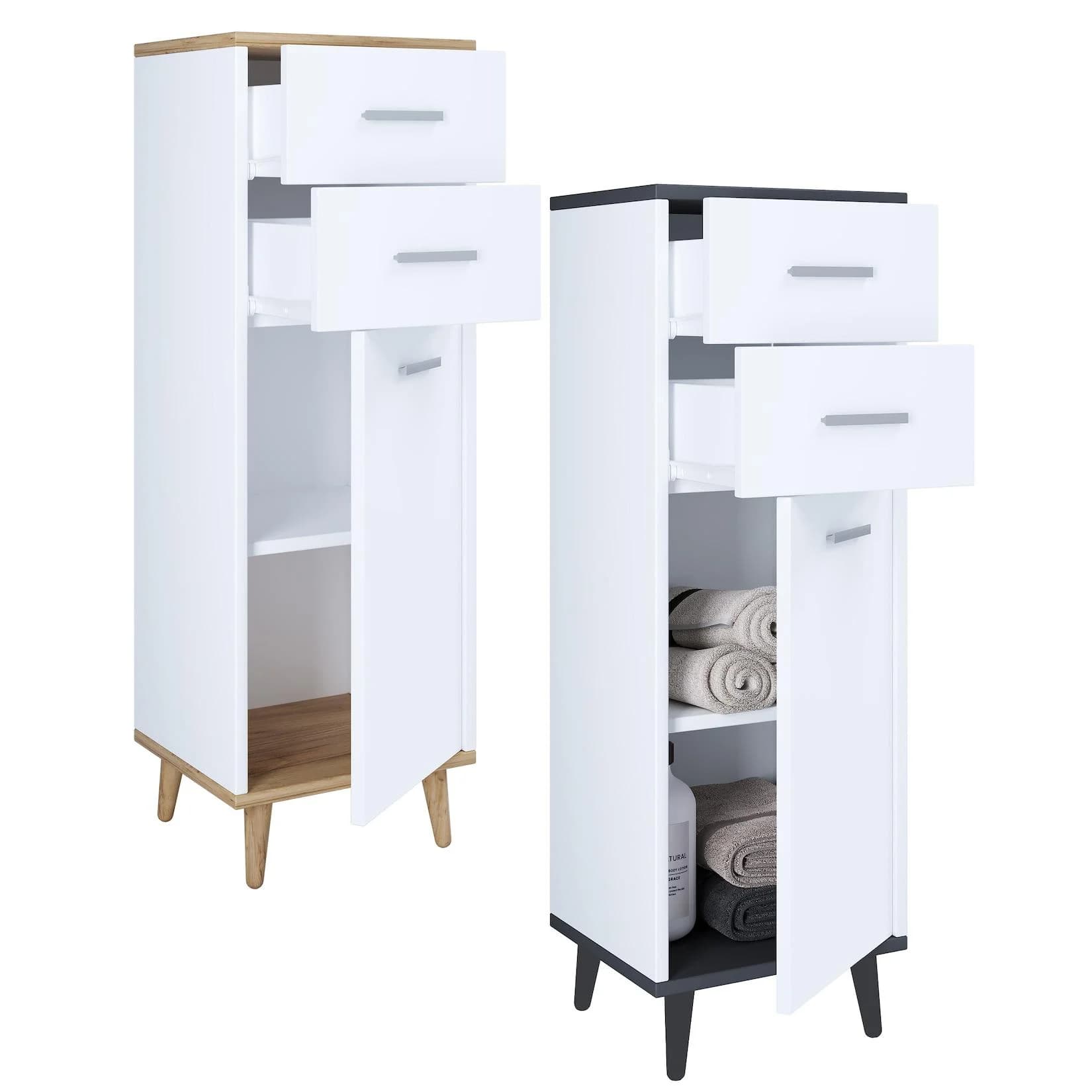 VCM Holz Kommode "Lindas" Schmales Sideboard mit Drehtür und Schubladen
