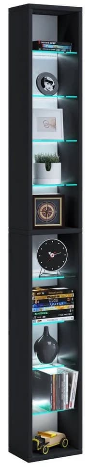 VCM Standregal Rasato XL Schwarz Glasböden CD DVD Aufbewahrung - Bild 3