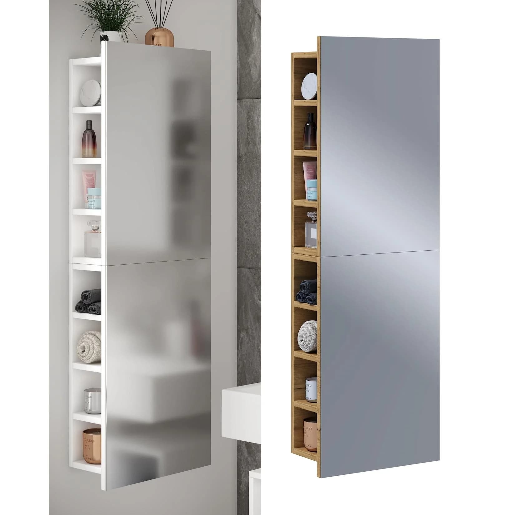 VCM Spiegelschrank Flandu XL Weiß mit 16 Fächern