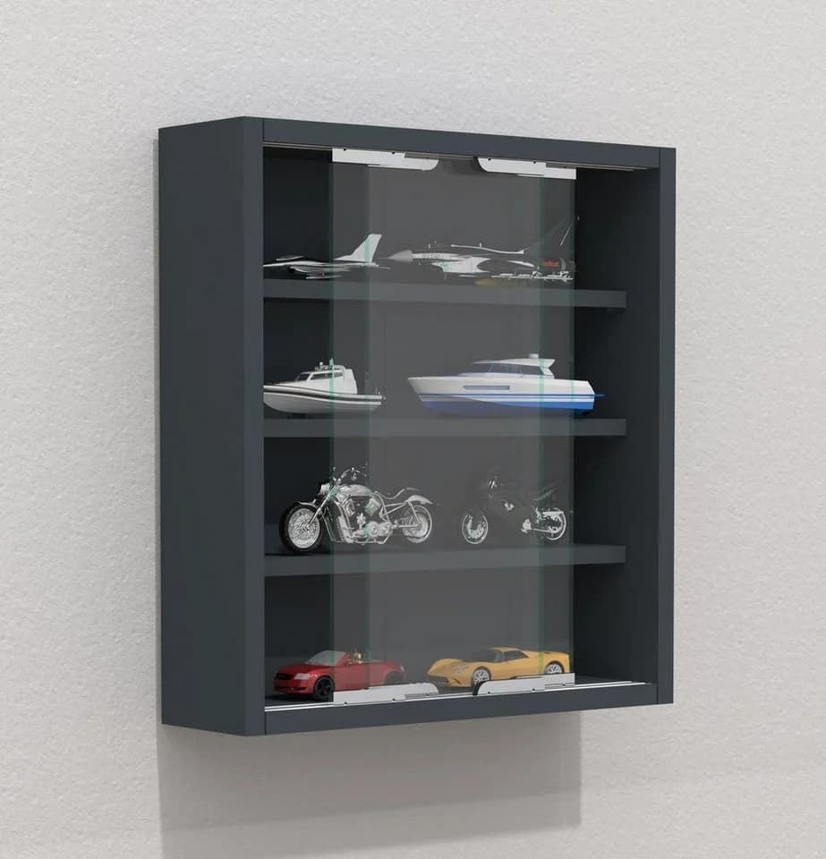 VCM Hängevitrine Agisa S Anthrazit mit Glas-Schiebetüren - Bild 3