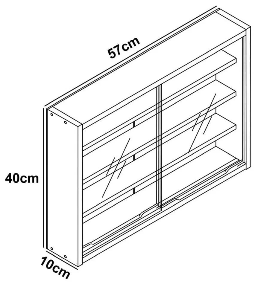 VCM Hängevitrine Agisa M Anthrazit Glas Schiebetüren Wandvitrine - Bild 5