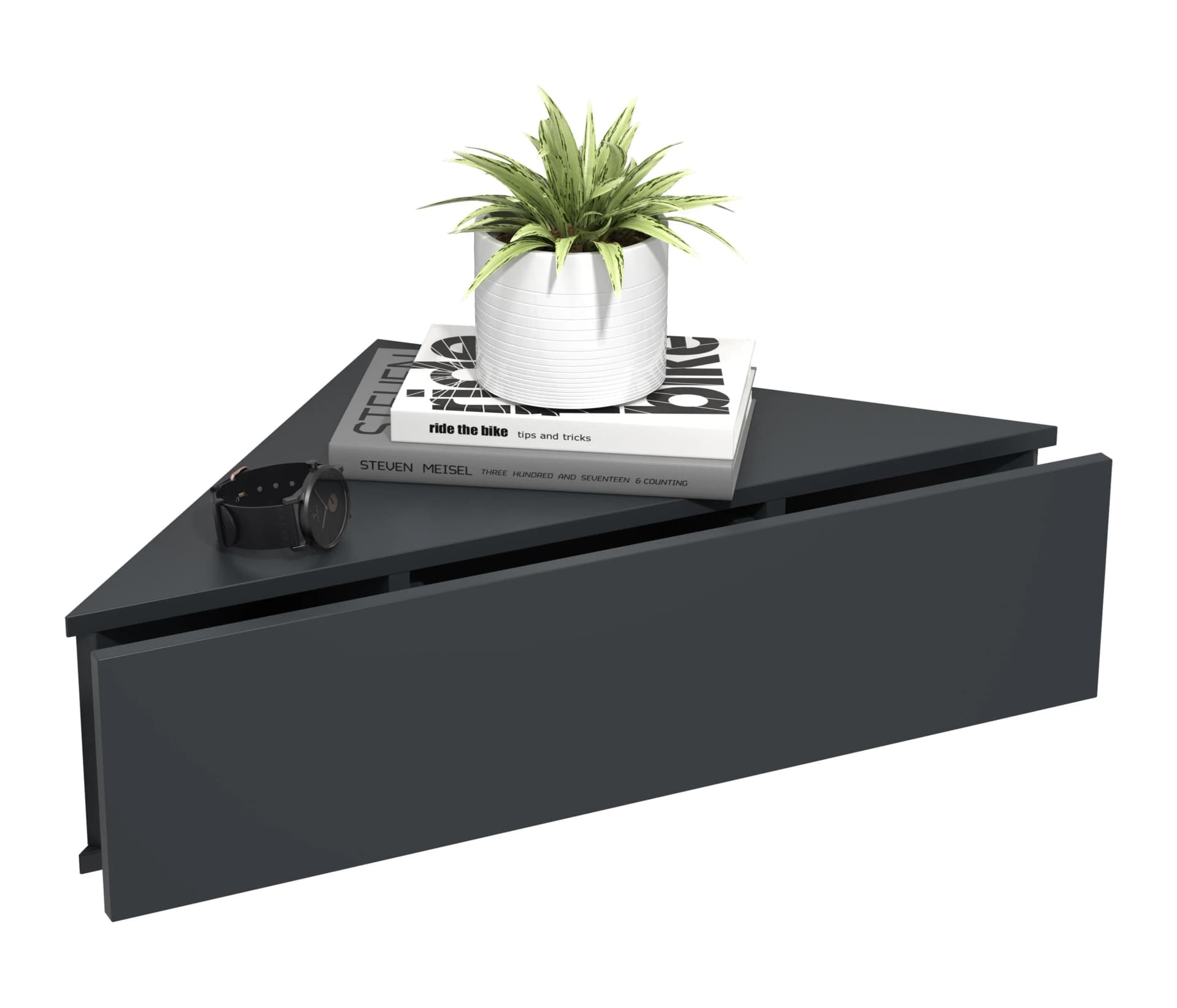 VCM Nachttisch Usal S Wandboard mit Schublade Anthrazit - Bild 2