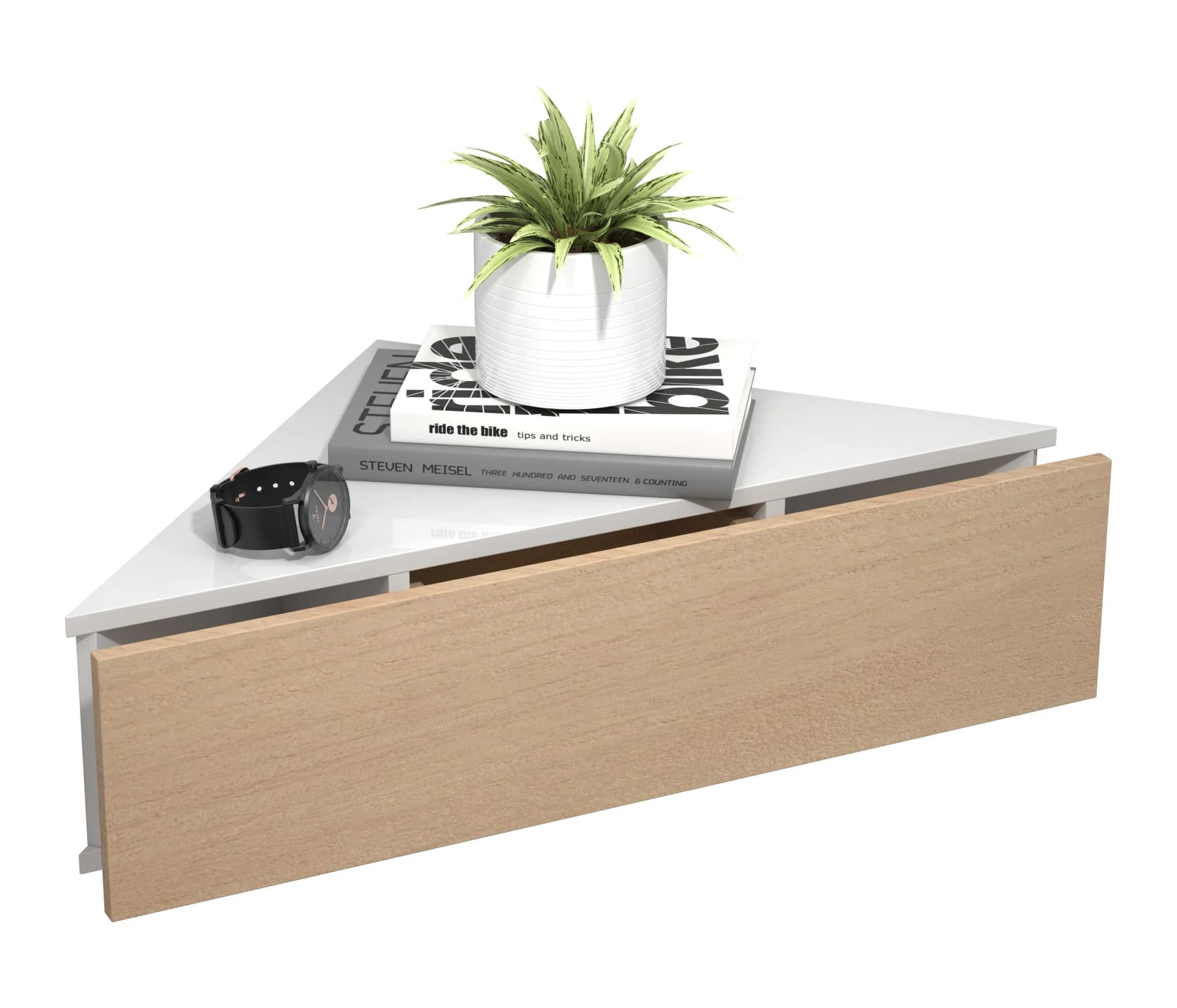 VCM Nachttisch Usal S Wandschublade Weiß/Braun Modern - Bild 2