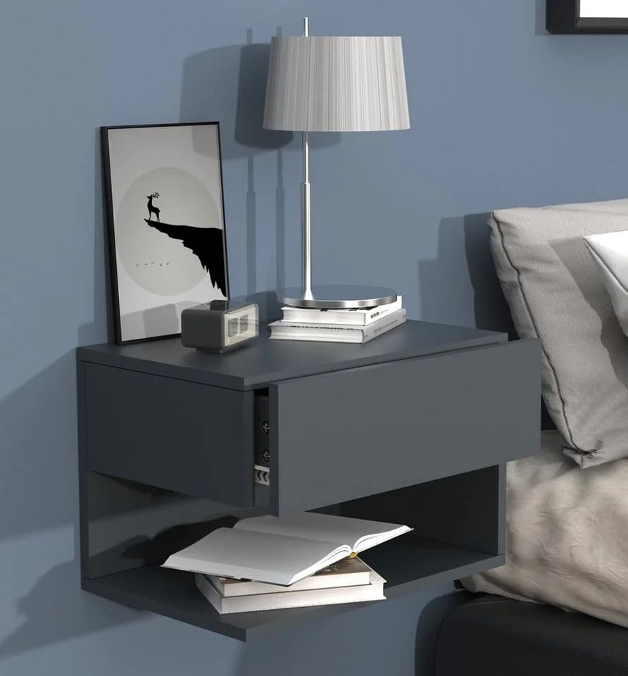 VCM Nachttisch Wandschublade Usal XL Anthrazit Wandboard - Bild 4