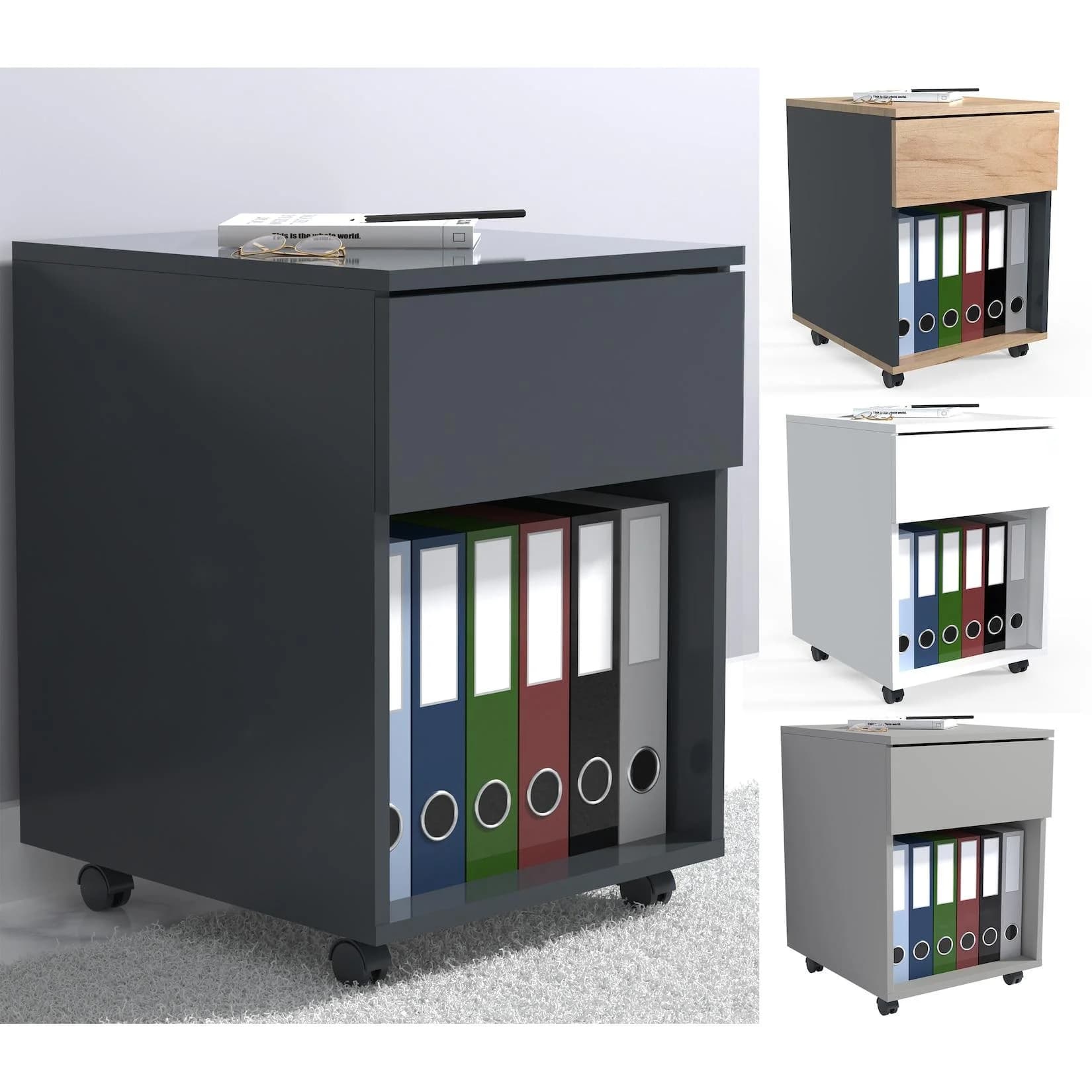 VCM Rollcontainer Dalosa 1 Schublade Braun Anthrazit
