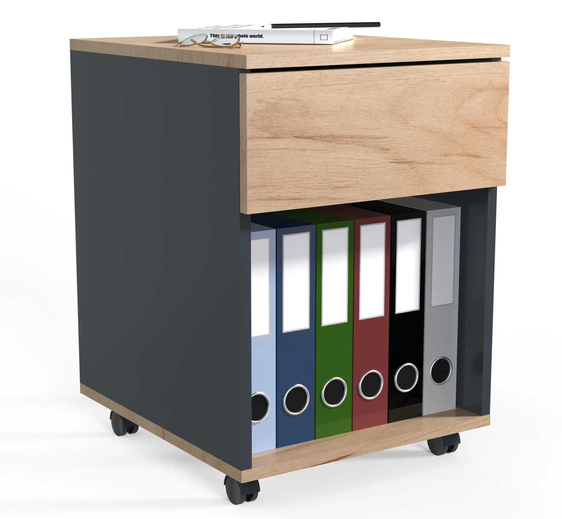 VCM Rollcontainer Dalosa 1 Schublade Braun Anthrazit - Bild 2