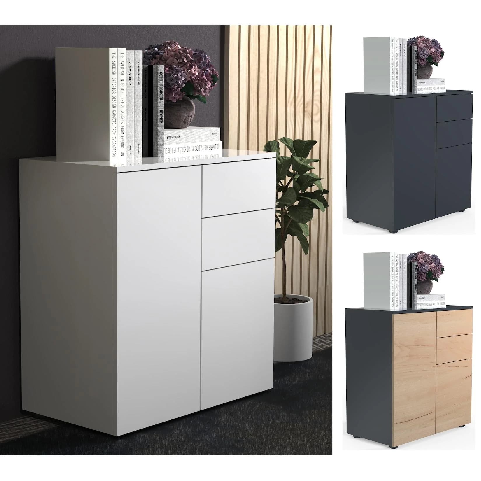VCM Holz Kommode Dalosa Sideboard mit 2 Türen und Schubladen