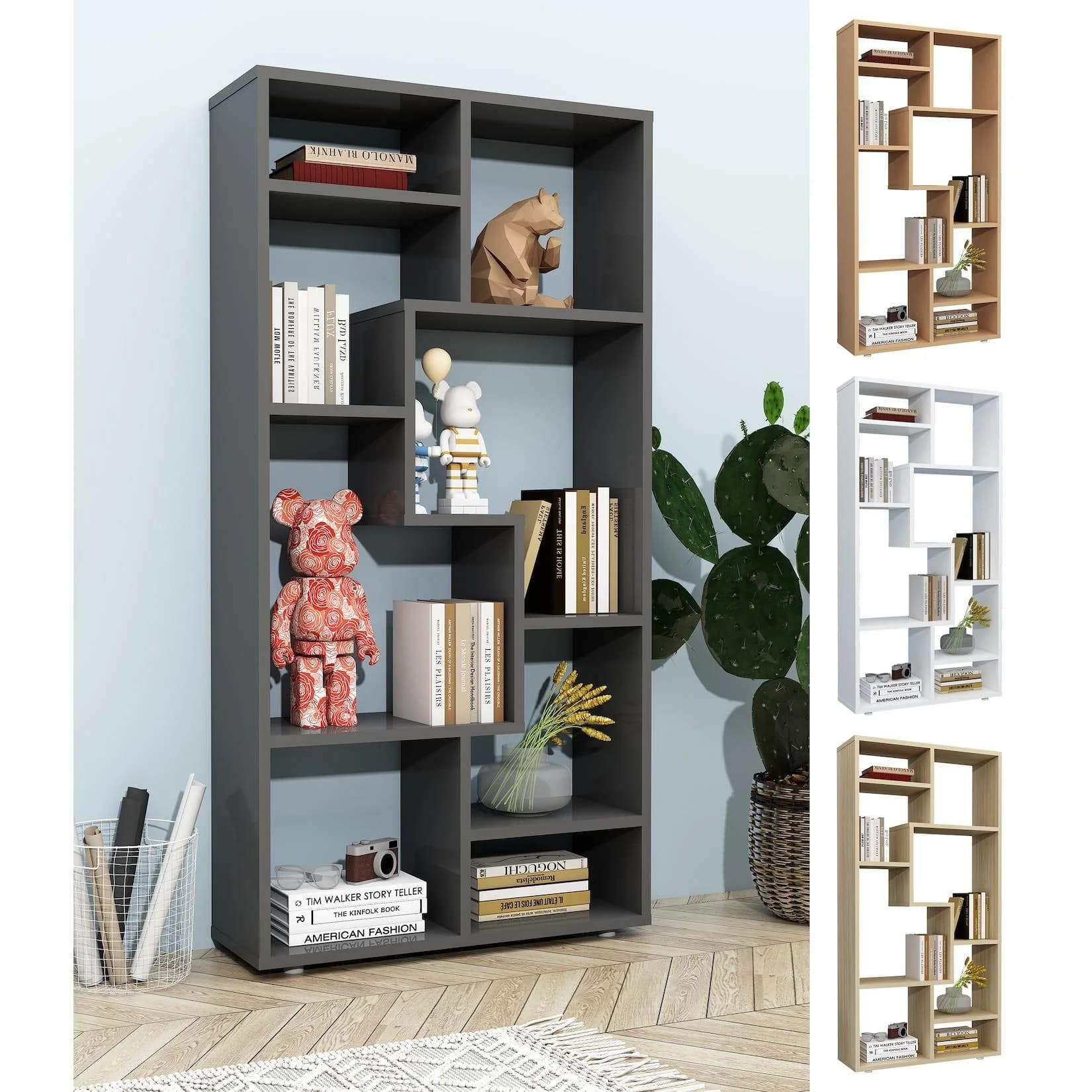 VCM Holz Standregal Lanisa M - Bücherregal mit 8 Fächern
