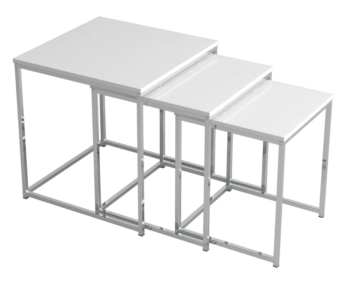 VCM 3-tlg. Tischset Weiß Metall MDF Couchtisch Set - Bild 2