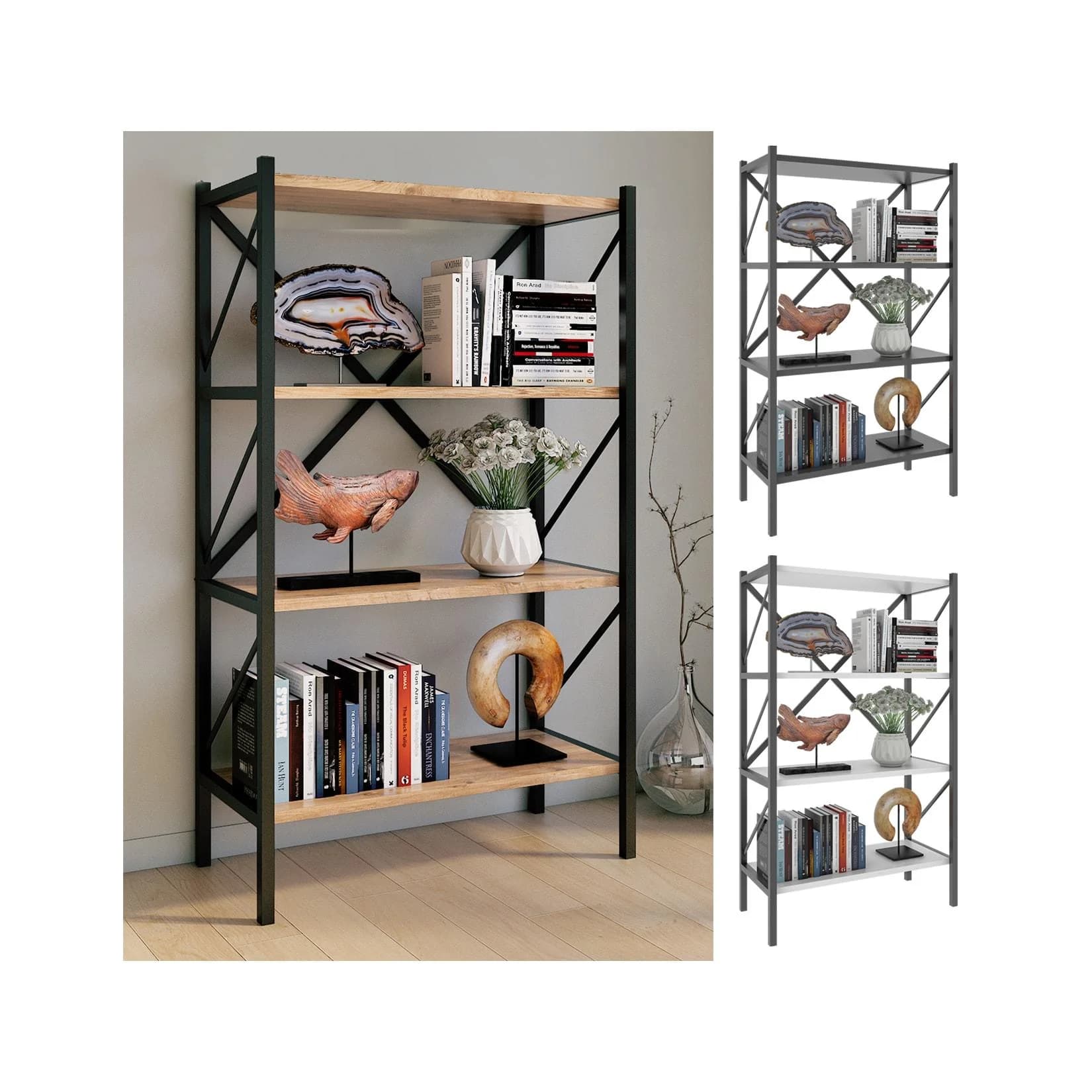 VCM Standregal Insasi Weiß Industrial Design 4 Fach