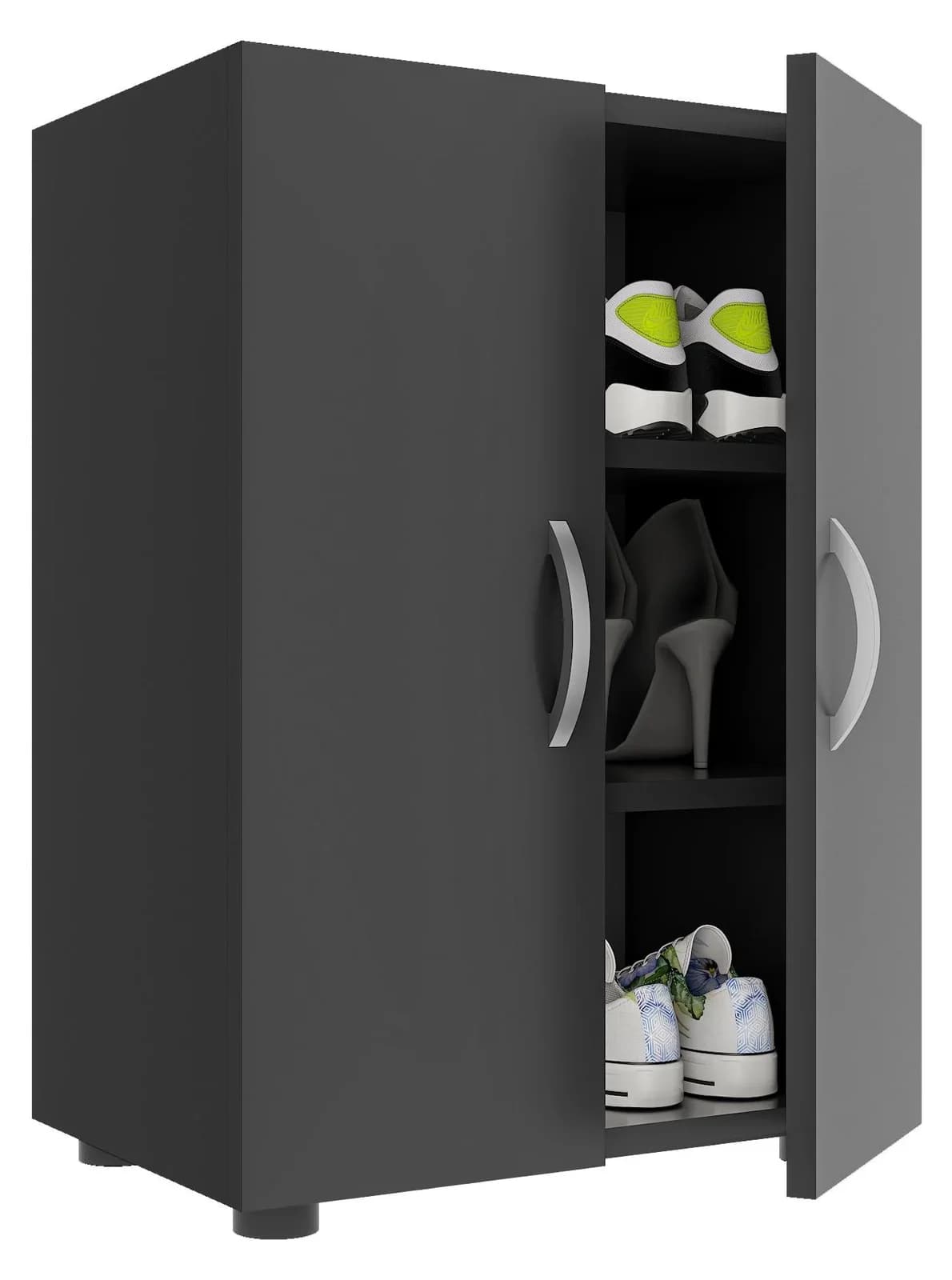 VCM Schuhschrank Ulas 3 Anthrazit Holz 2 Türen - Bild 2