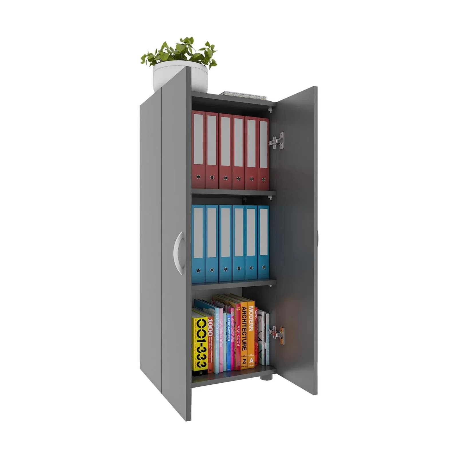 VCM Aktenschrank Ulas 3-fach Anthrazit Holz