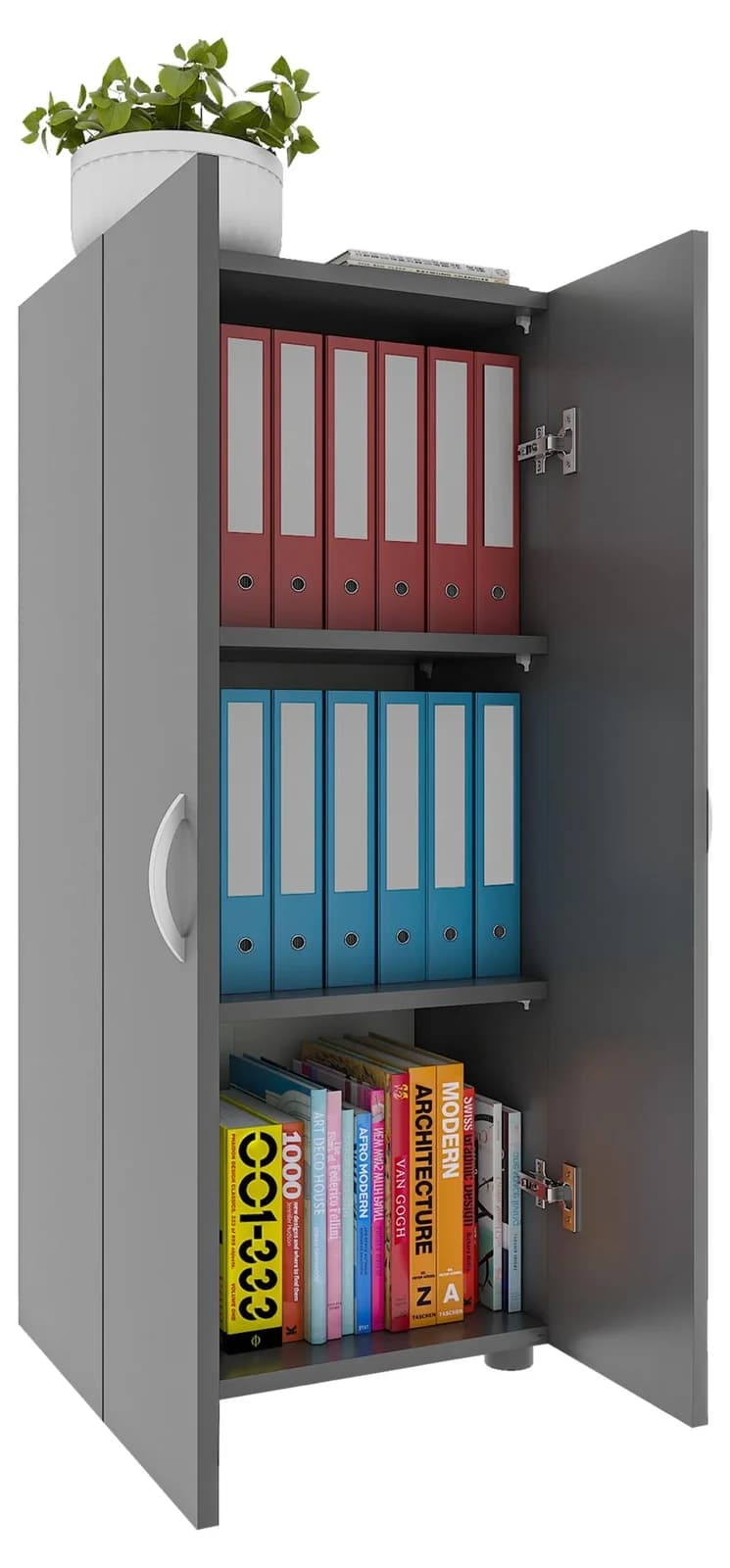 VCM Aktenschrank Ulas 3-fach Anthrazit Holz - Bild 2