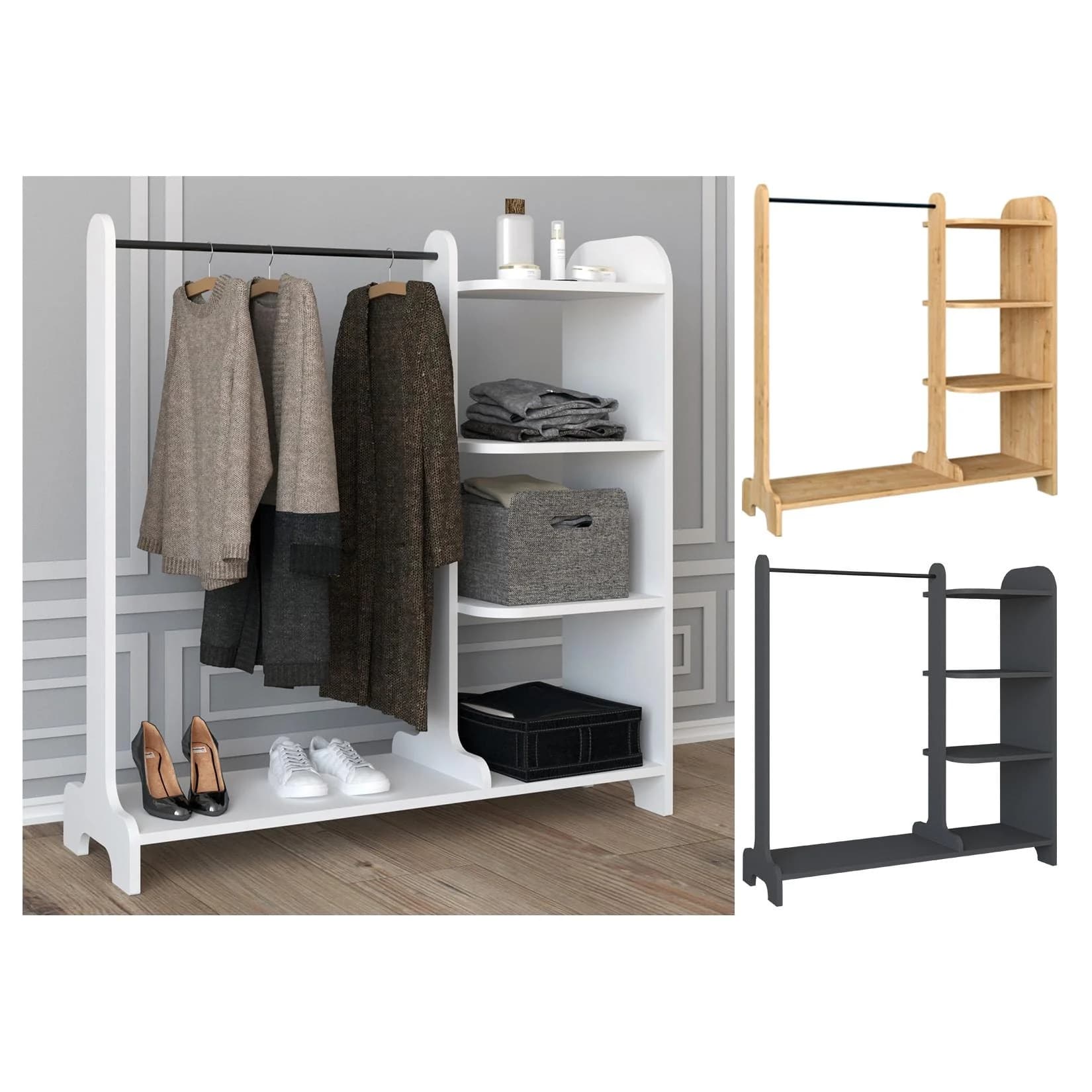 VCM Kleiderschrank Lempu M Anthrazit Offenes Kleiderregal