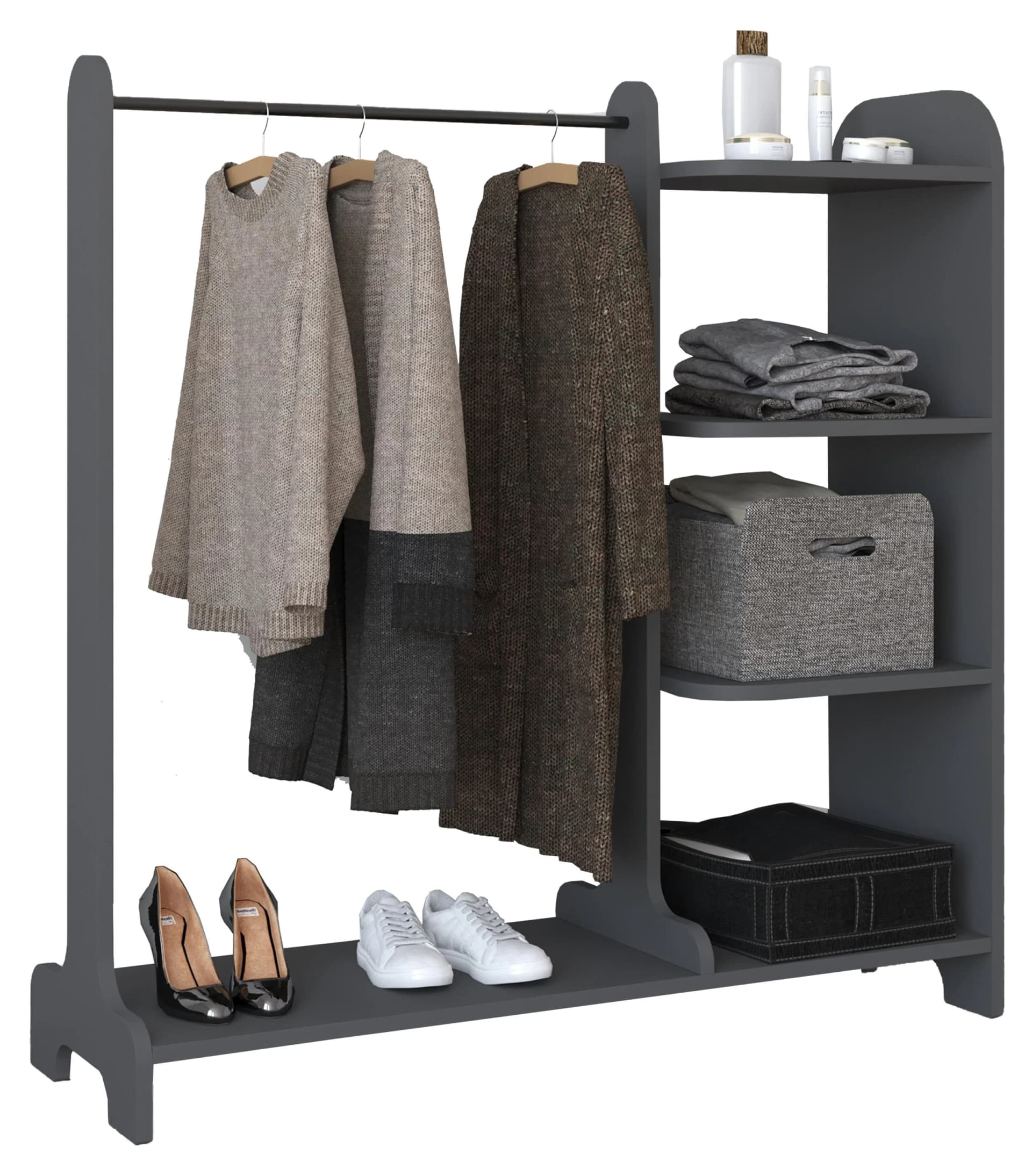 VCM Kleiderschrank Lempu M Anthrazit Offenes Kleiderregal - Bild 3