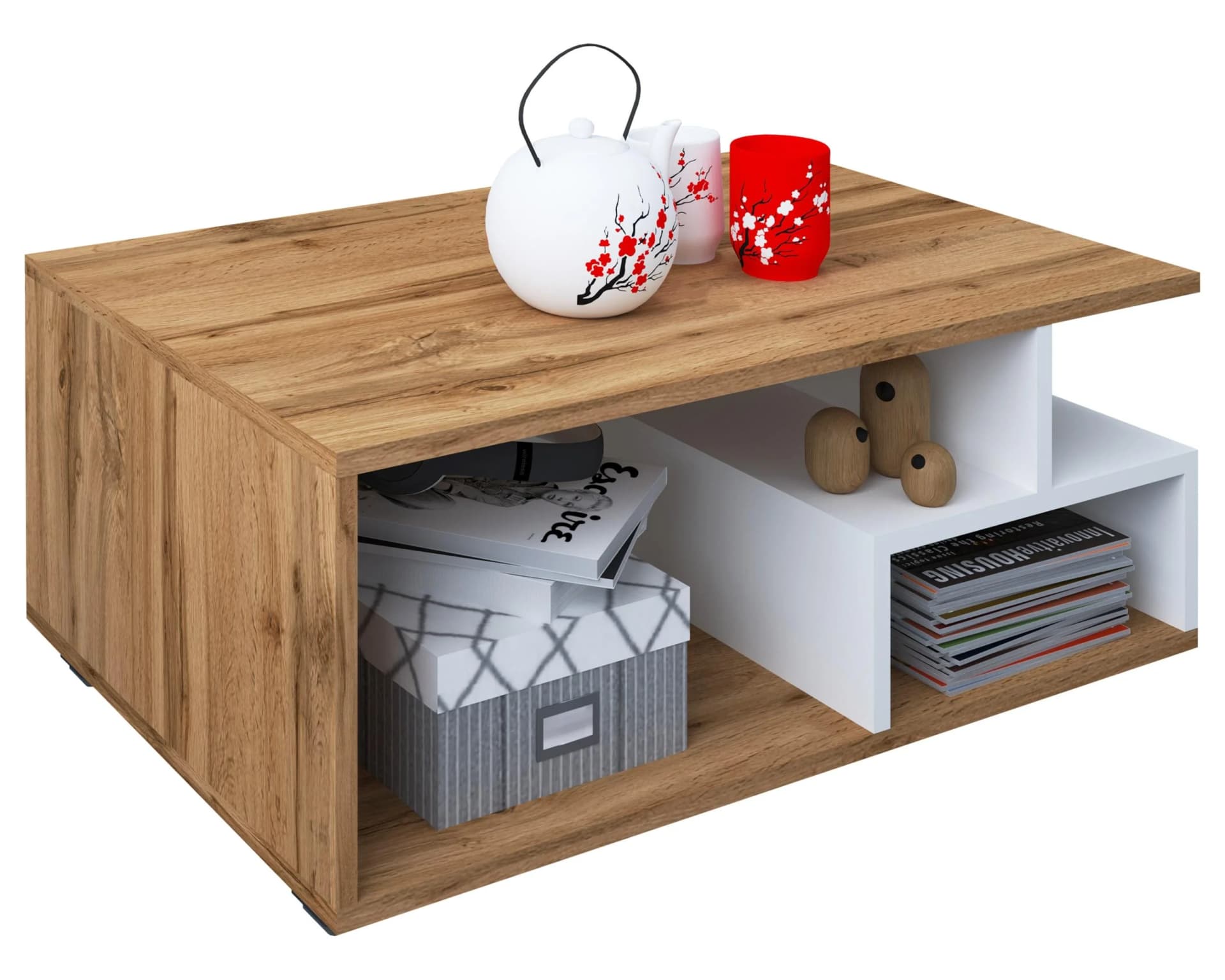 VCM Couchtisch Sulas Weiß Honig-Eiche Modern - Bild 2