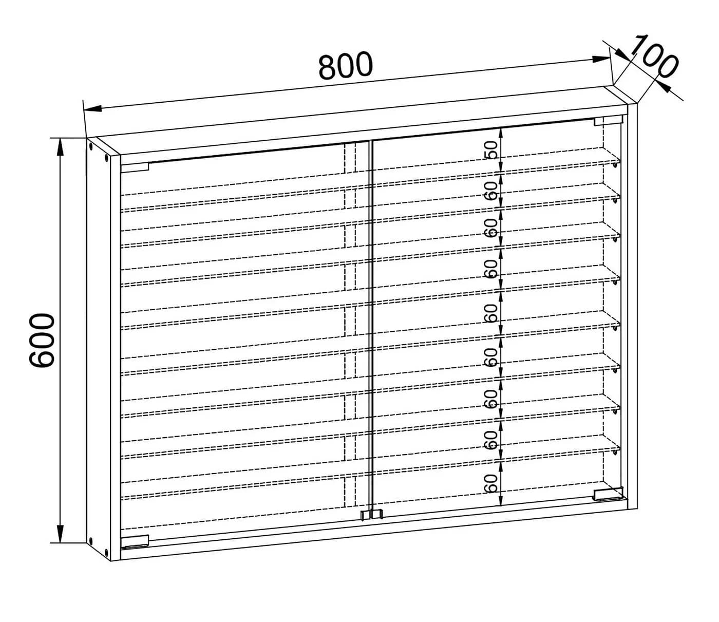 VCM Hängevitrine Mandosa XXL Weiß Glas 8 Fächer - Bild 5