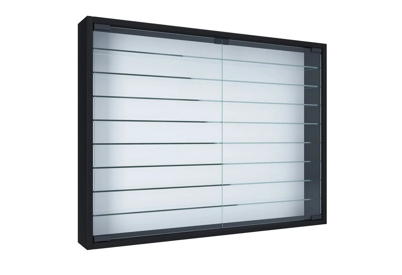 VCM Hängevitrine Mandosa XXL Schwarz Glas 80x60x10 cm - Bild 2