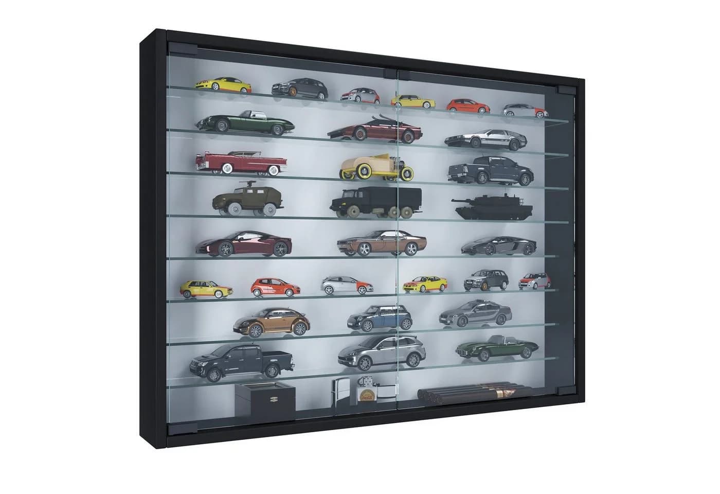 VCM Hängevitrine Mandosa XXL Schwarz Glas 80x60x10 cm - Bild 3