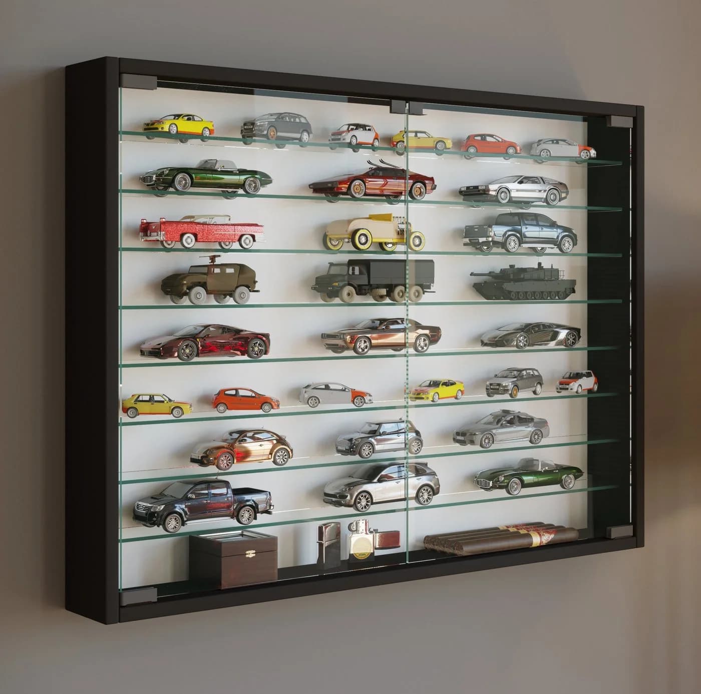 VCM Hängevitrine Mandosa XXL Schwarz Glas 80x60x10 cm - Bild 4